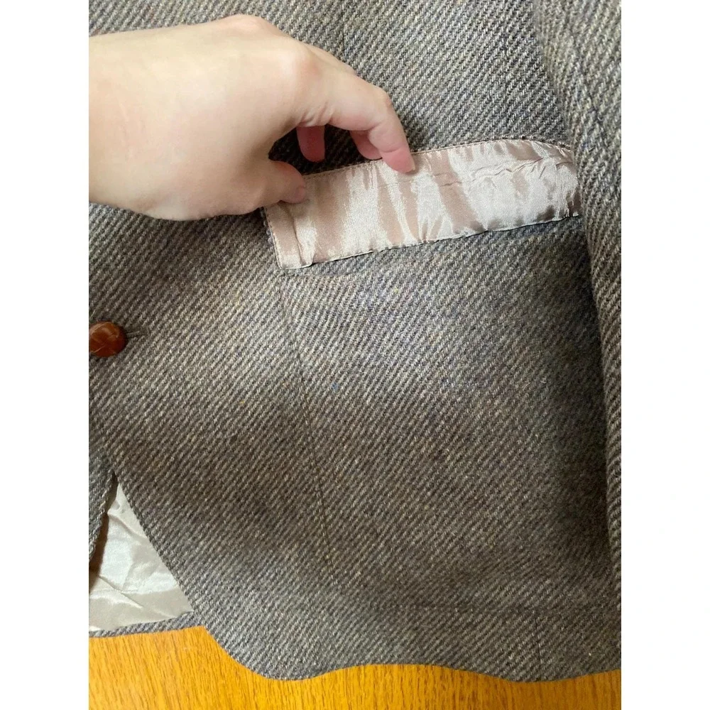 Vintage Wool Herringbone Suede Elbow Patches‎ Brown Blazer 40R Mens Western Folk